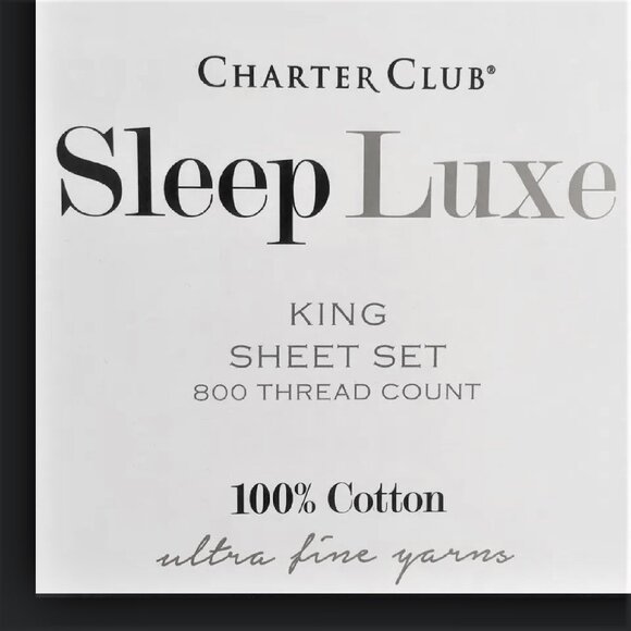 new POOL BLUE Charter Club Sleep Luxe 800 TC 100% Cotton Sateen KING Sheet Set - Picture 2 of 8